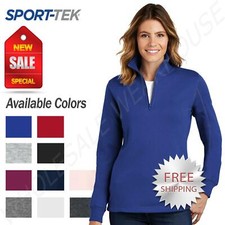 Sport-Tek Womens 1/4-Zip Sweatshirt Twill Taped Neck Rib Knit Cuffs LST253