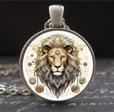 Leo Zodiac Necklace Horoscope Astrology Birth Sign Lion Pendant Silver Jewelry