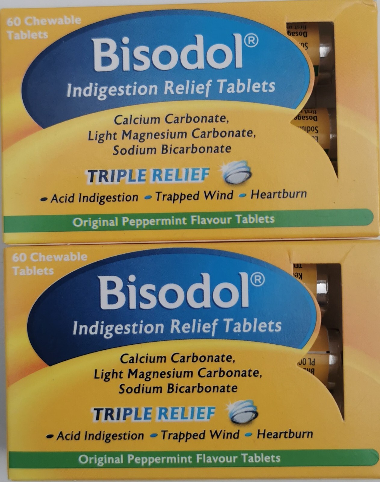 Bisodol Peppermint Indigestion Relief 120 Chewable Tablets Antacid