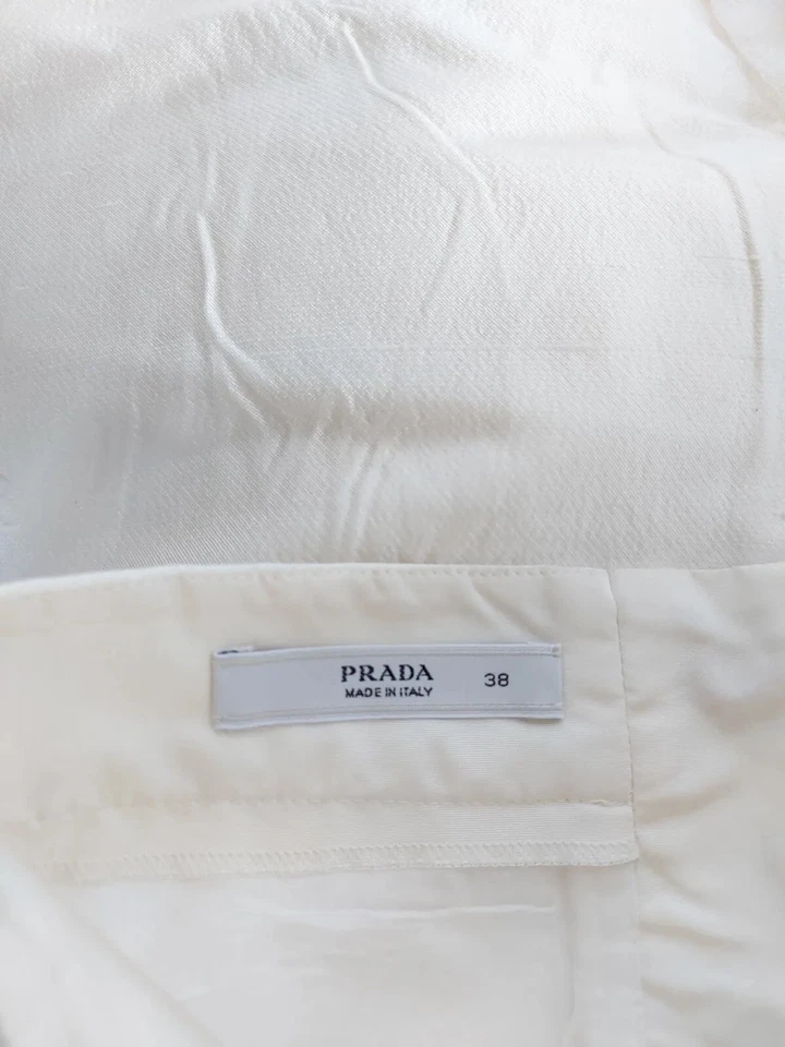 Prada Milano Damen Rock Gr.I38 D32 Perlweiss Baumwolle Seide Made in Italy  - Bild 4 von 4