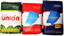10 Pack - Yerba Mate. Taragui con palo- Taragui sin palo- Union- L 2.2 Lbs