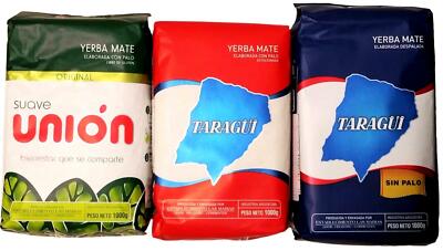 10 Pack***- Yerba Mate. Taragui con palo- Taragui sin palo- Union- L   2.2 Lbs**