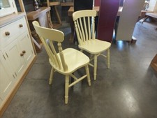 x2 Painted Farmhouse Slat-Back Chairs- F&B Dorset Cream, choice of colours