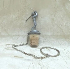 Golfer Pewter Wine Bottle Stopper with Chain Golf