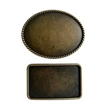 Blank Belt Buckle Rope Vintage Rustic Oval Square Western Belt Buckles - 2 Pack