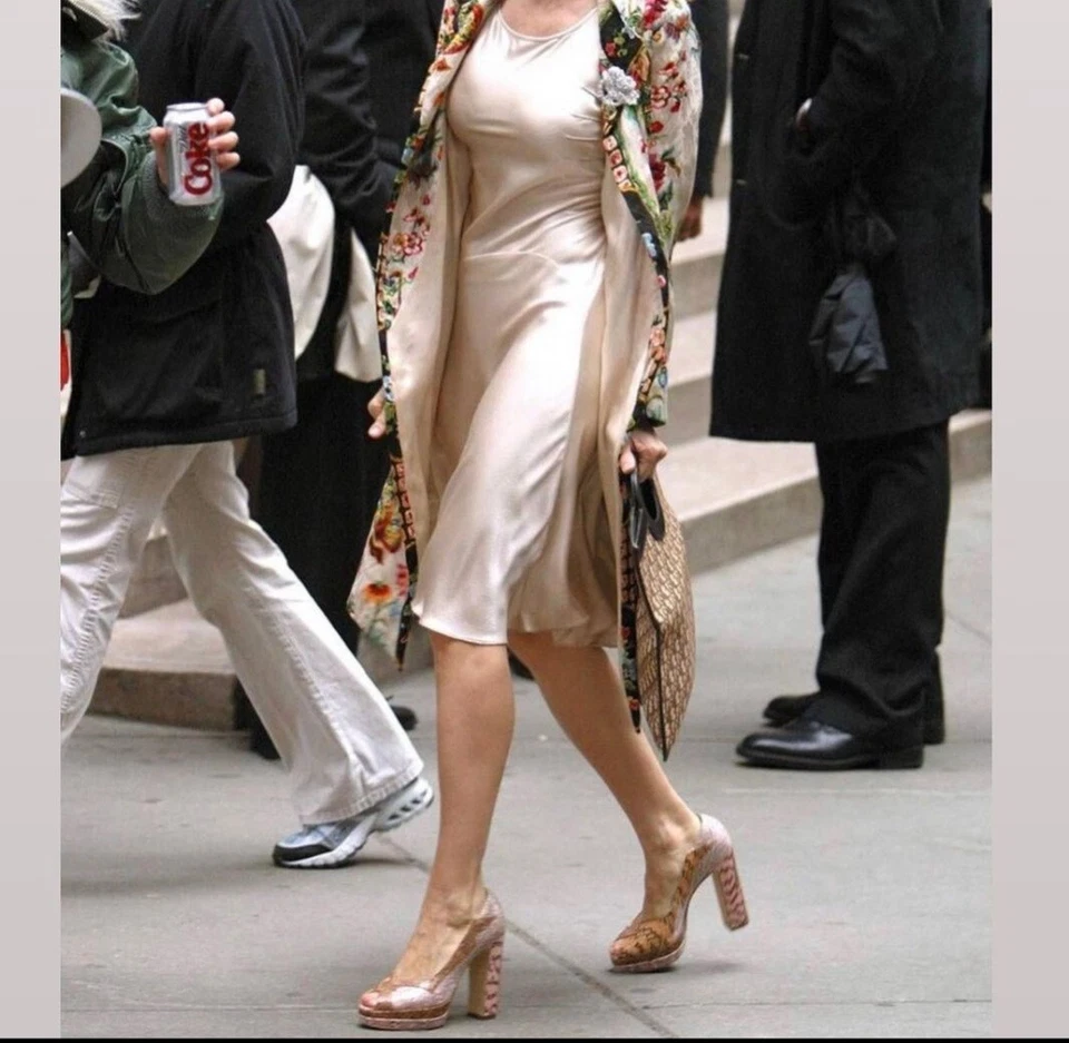 Zapatos de salón vintage Y2K Miu Miu para mujer 7 azul pitón cuero látigos plataforma pasarela Foto 2 de 4