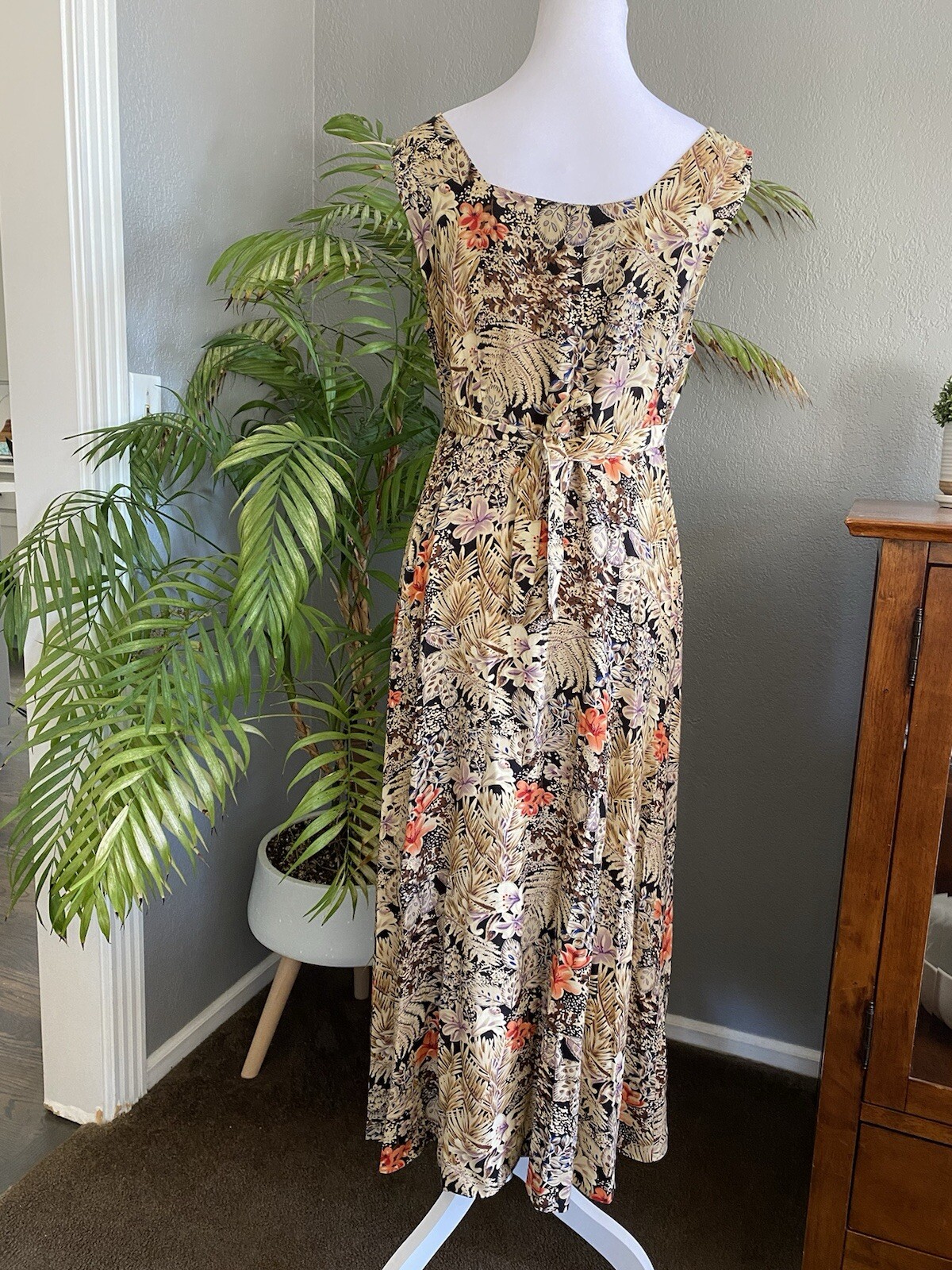 Vintage 90s Dress Robbie Bee Maxi Floral Sleeveless Button Front Dress Cottage M