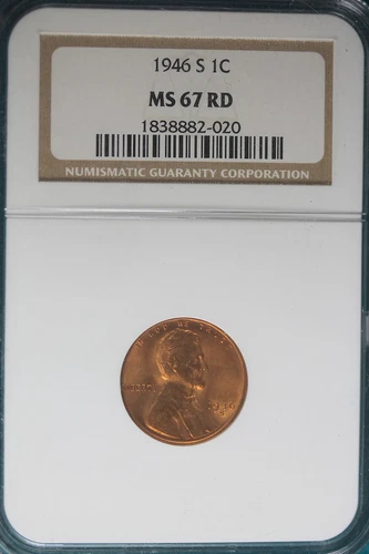 1946-S NGC MS67 RED LINCOLN WHEAT CENT!!! #B4436