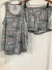 JOYSPUN  SLEEPWEAR SHORTY SET Gray Print Tank & Shorts Many Sizes New