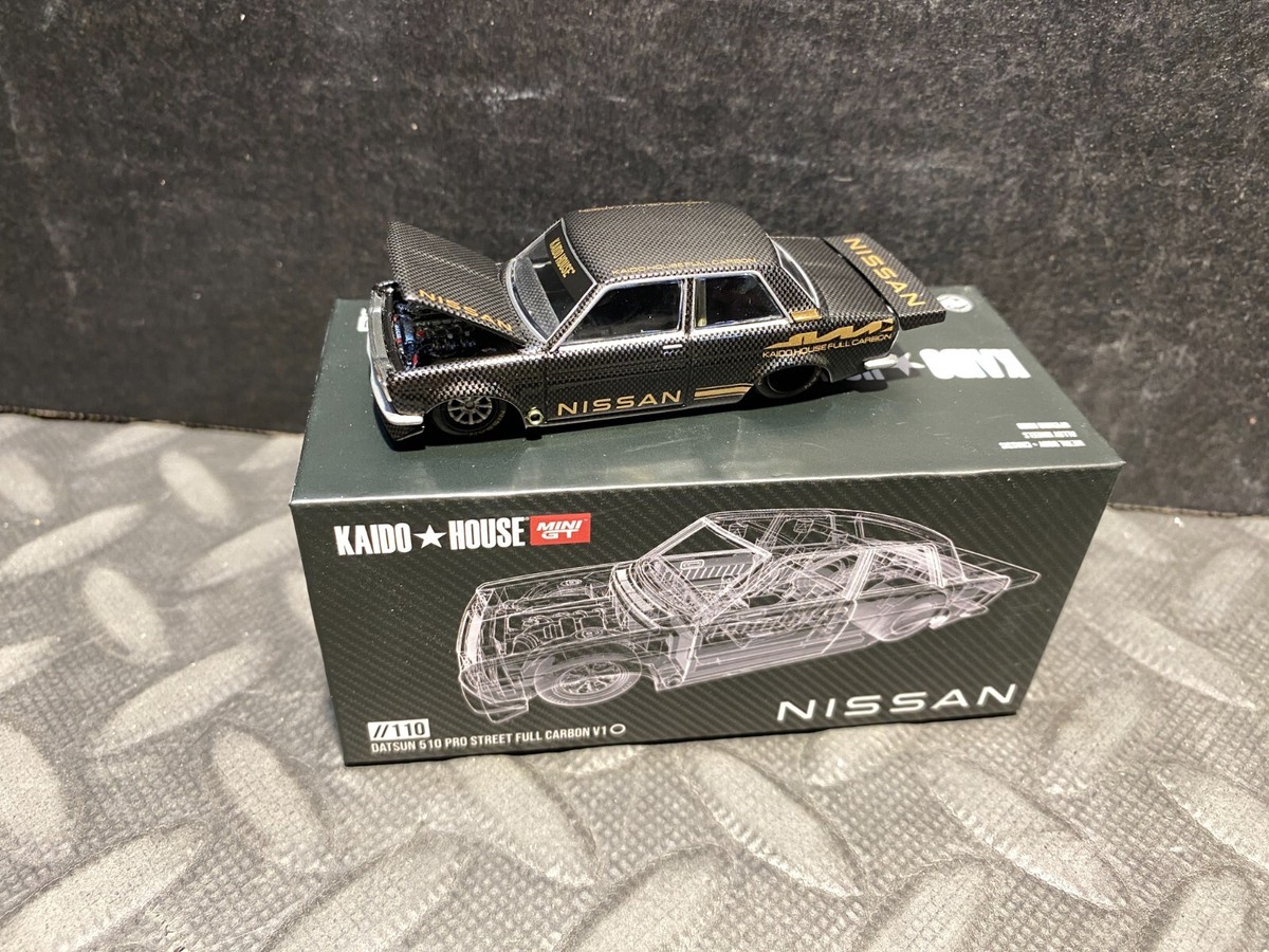 1/64 MINI GT KAIDO HOUSE #110 1971 DATSUN 510 V1 PRO STREET CARBON