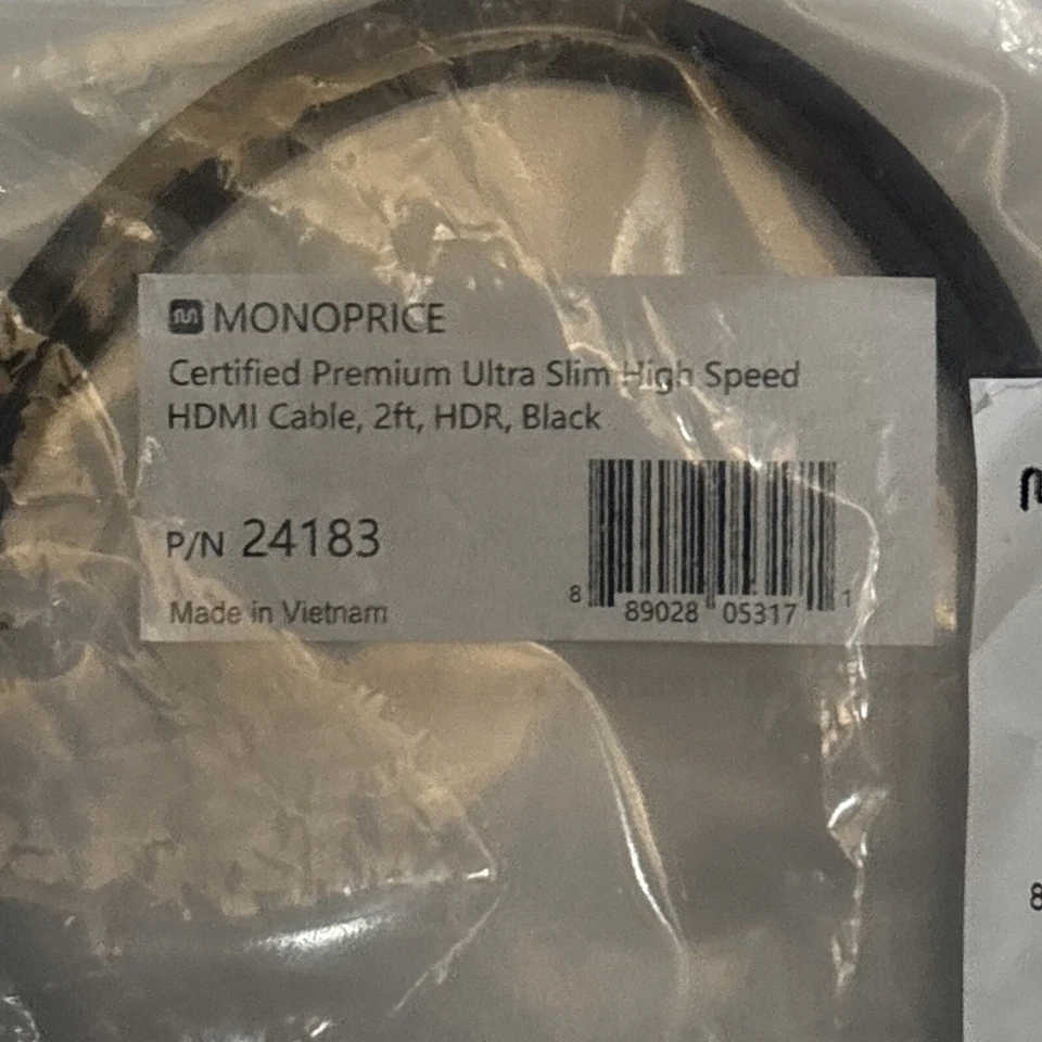 10 Hi-Speed HDMI Cable 2Ft Black - Certified Premium 4K&60Hz, HDR, 18Gbps, 36AWG - Image 2 of 4