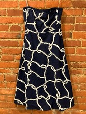J Crew Strapless Dress Size 2 - Navy With Rope Design