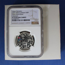 2021 Silver Piedfort Proof 50p "Team GB - Tokyo" NGC Graded PF70 with COA