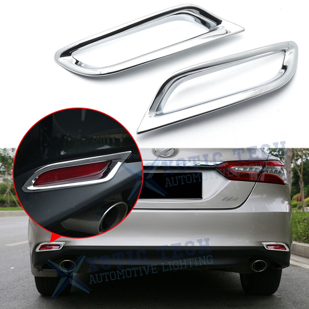 Chrome Rear Reflector Fog Light Cover Trims For Toyota Camry L LE XLE 2018-2024