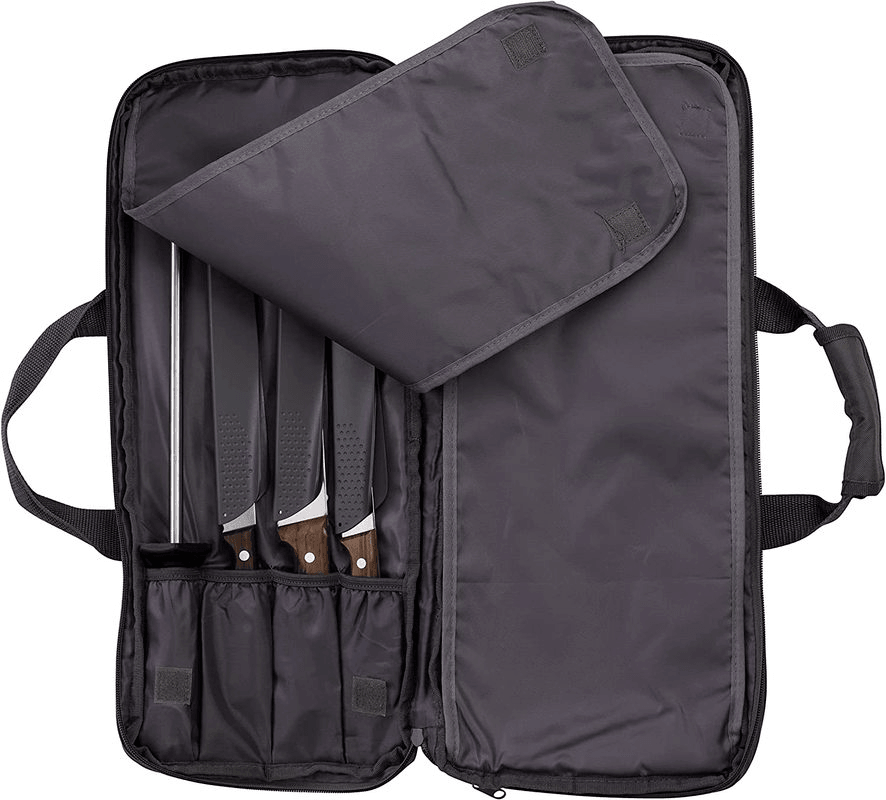 CHEFTECH CHEF KNIFE ROLL BAG FITS 18 PIECES GREY WITH HANDLES for sale