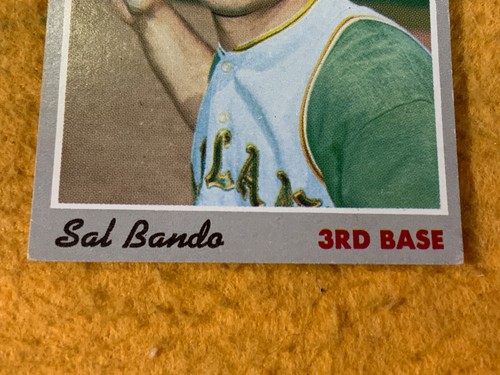 V8-55 BASEBALL CARD - SAL BANDO - OAKLAND ATHLETICS - 1970 TOPPS - CARD #120 - Picture 5 of 5