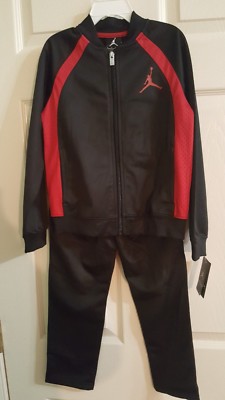 Air Jordan Boy 2Pc Color Blocked Jogging Set Tracksuit Black Red