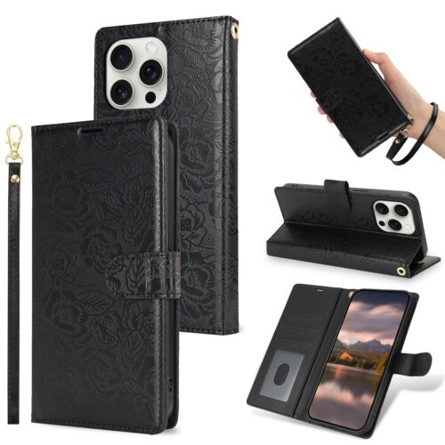 Floral Embossed Wallet Case For Samsung Galaxy S25 S24 S23 S22 S21 S20+ FE Ultra - Picture 4 of 57