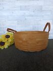 New ListingLongaberger 1998 Hand Woven 10" Wicker Basket with Leather Handles