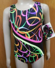 Tank Leotard Multi Color Fluorescent Print Axis Gymnastic Dance over 20 availab