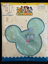New Vintage Disney Babies Convert A Gown Sleeper Mickey Minnie Mouse 3-6 Months
