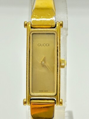 Exc+4] GUCCI 1500 Watch Gold Black Dial QZ Women's Wrist Watch