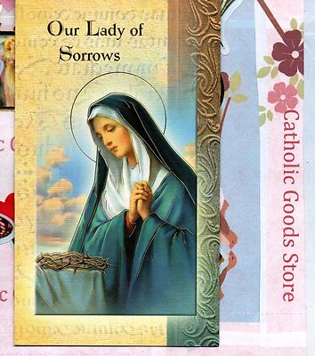 Seven Sorrows Of Mary Laminated Holy Prayer Cards - Pack Of 25 - Made In Italy