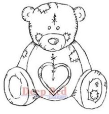 Deep Red Rubber Cling Stamp Teddy Bear Love Plush Stuffed Pal Romantic