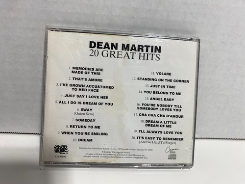 Dean Martin 20 Great Hits (Copyright 1978 CEMA, CD) Rare Album, Pop Music - Picture 3 of 3