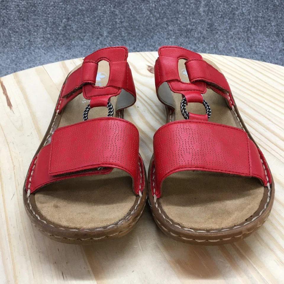 Sandalias Rieker Antiestrés Mujer 39 Deslizables Dos Correas Sin Cordones Mules Comodidad Rojo Foto 4 de 4