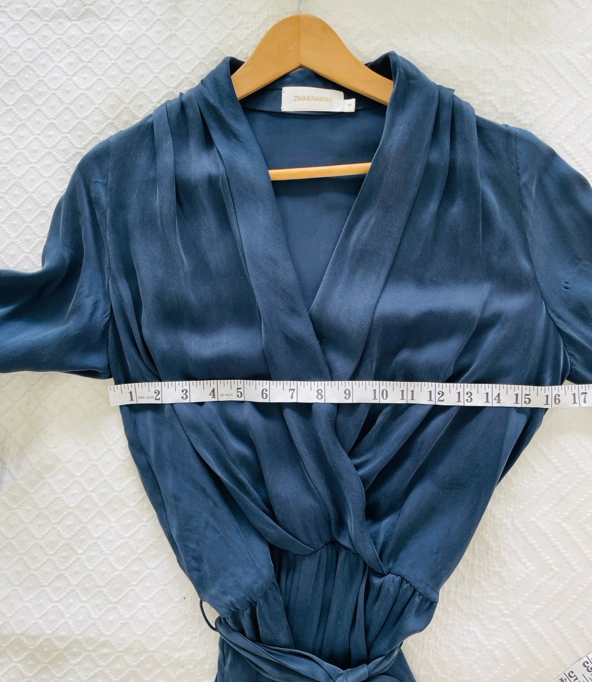 Zimmermann Jumpsuit Size 0 AU 8/US 4 Sueded Silk Indigo Wide Leg Belted Elegant