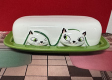 Vintage Holt Howard Cozy Kitten Butter Dish Top MCM Japan 1958 & Feista bottom