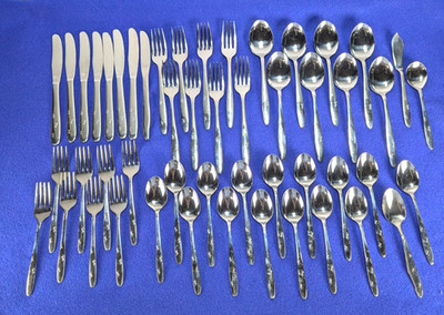 Atomic Starburst Flatware MCM Stainless Japan 3 Stars Service for 8 Night Sky 43