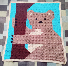 Handmade Koala Bear Crochet Baby Blanket 4ftX3.8ft Wide Heavy Blanket