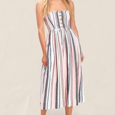 Free People lilah multi striped baby doll sun midi dress | small new