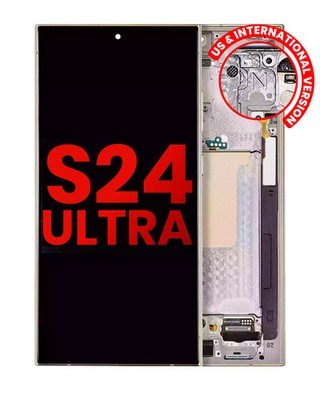 Samsung S24 Ultra OLED-Display mit Rahmen (Aftermarket Plus, Titanium Gelb)