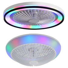 Smart APP  RGB Ceiling Fan with Lights and Remote Flush Mount Modern Bladeless