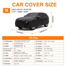 Full Car Cover Heavy Duty Waterproof Rain Dust Wind Protection For 4.5m-5.8m Suv