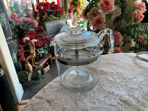 Vintage PYREX Flameware Glass Coffee Pot Percolator 6-9 Cup 7759 COMPLETE
