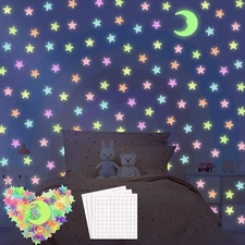 DiGMiG Glow in The Dark Star Stickers 200Pcs 3D Glowing Stars with Moon 6 Col...