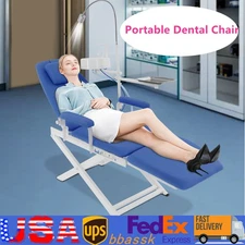 Portable Dental Chair Folding Mobile Chair Tilt Bed with LED Light & Waste Basin