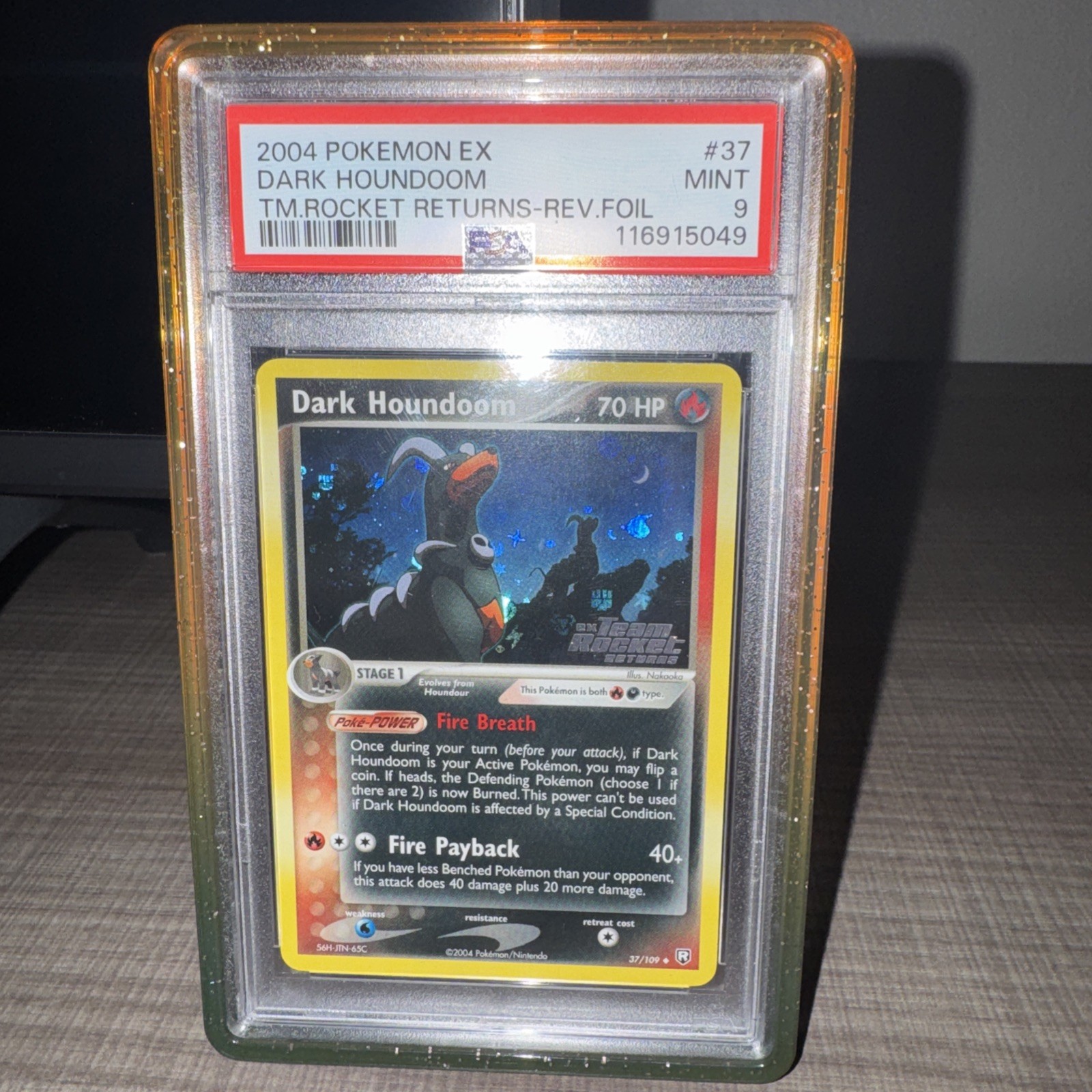 Pokemon Dark Houndoom 37/109 Team Rocket Returns Reverse Holo PSA 9 LOW POP
