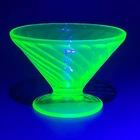 Vintage Uranium Depression Glass - Cone Sherbet Cup Green Anchor Hocking Spiral