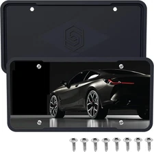 Silicone Black License Plate Frame Covers 2 Pack- Front and Back Car Plate Brack