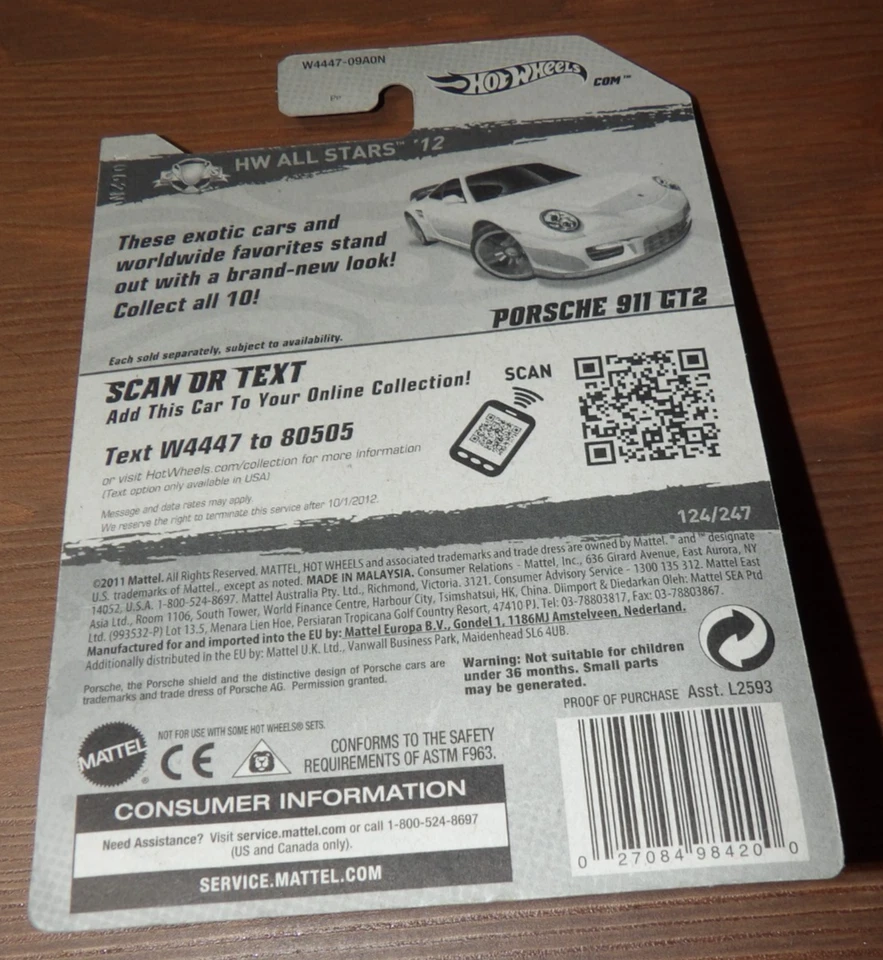 Hot Wheels HW All Stars 2012 - Porsche 911 GT2 - amarillo - exclusivo de Walmart Foto 3 de 3