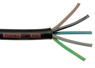 5G6mm² 5x6 TITANEX H07RN-F flexible Gummischlauchleitung Baustellenkabel 10m
