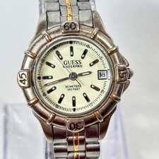 Vintage 1998 Guess Waterpro Watch Womens New Battery Two-Tone 27mm