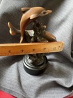 Bronze Electroplated Resin Figurine 2 Dolphins Swimming Around A Coral Reef. 7" — photo 5