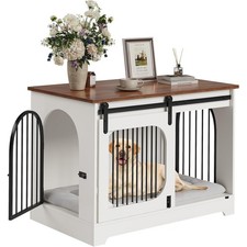Dog Crate Furniture 39.4" Dog Kennel with Bed Mat, Heavy-Duty Dog Cage End Table