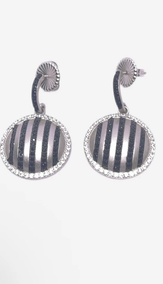 Серьги Freida Rothman из стерлингового серебра 925 пробы с родиевой промышленной отделкой зернистость Pavé - Изображение 4 из 4